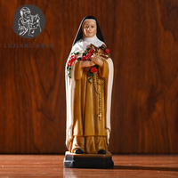 8 pouces Catholique Sainte Thérèse Statue Résine Sculpture Décoration Sainte Thérèse Sur Base Figurine Cadeau Religieux