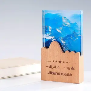 Creative 3d Laser Crystal Crafts Award K9 Crystal Trophy avec socle en bois