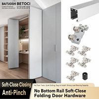 Quincaillerie pour porte pliante sans rail inférieur, rail de porte pliante à fermeture douce pour armoire, rail anti-pincement pour penderie