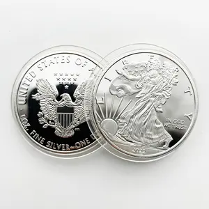 Toptan özel 2022 altın gümüş kaplama metal amerikan heykeli 1oz walking liberty hatıra sikke