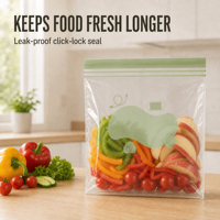 Sac refermable personnalisé en PE transparent sans BPA pour biscuits, avec soufflet de fond et fermeture sonore