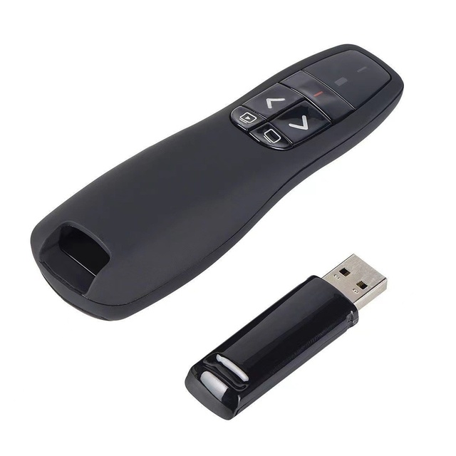 Wireless PPT Presenter Integrated Red Light Indicator Long-Distance Lecture Page-Flipper Black Laser Remote Control for Meetings
