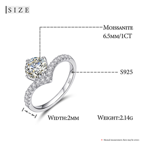 TUHE 2022 फैशन शैली 1.0ct वीवीएस डी Moissanite 925 स्टर्लिंग चांदी सफेद सोना मढ़वाया सगाई की अंगूठी - Product Image 6
