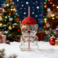 Nouvelle tasse à paille en verre Bearista 2026, cadeau de Noël, tasse à café en verre en forme d'ours avec paille