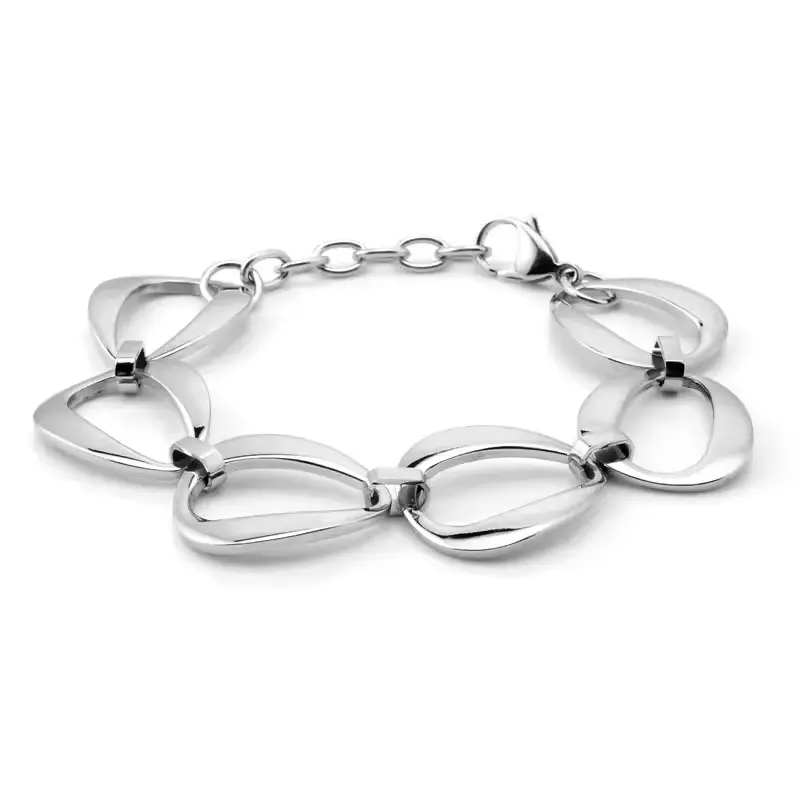 Pulseira de aço inoxidável espelhada à prova de água polida para mulheres, joia de presente da moda, pulseira de gota de água oca