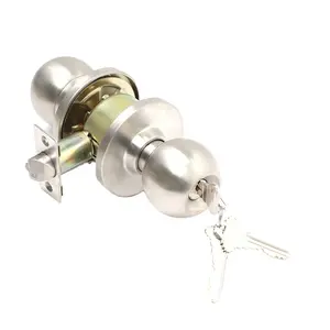 Hot Sale Factory Direct Heavy Duty Latch Hotel Entry Ball Knob Lock Key Cylindrical Type Handle Door Lock For Safe