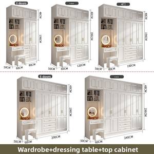 Armario de Dormitorio Moderno Nórdico, Armario de Almacenamiento de <span class=keywords><strong>Ropa</strong></span>, Armario de Pared Blanco con Cajones y Mesa de Maquillaje - Product Image 4