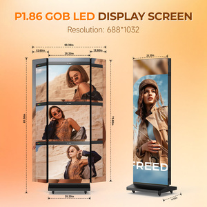 Pantalla LED Plegable Triple P1.86 <span class=keywords><strong>con</strong></span> Conexión Multipantalla, Reproductor de Anuncios Digitales 3 en 1 <span class=keywords><strong>con</strong></span> Conexión Perfecta, Soporte de Pie, Brillo de 600CD - Product Image 2
