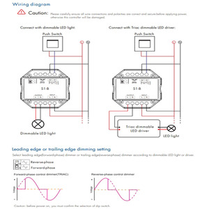 S1-B + R1 Push-Dim AC 100-240V TRIAC Dimmer hàng đầu cạnh và dấu cạnh mờ điều khiển + RF không dây điều khiển từ xa 1.5A - Product Image 6