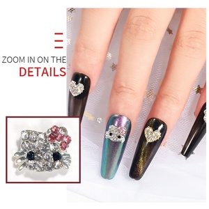 Qianya-diamantes de imitación para uñas, decoración artística de uñas, gato, labios rojos, cabeza de chica, 3D, aleación, diamantes, suministro, 2022 - Product Image 6