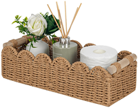 Panier à papier toilette personnalisé en corde de papier festonnée tressée avec poignée, organisateur pour comptoir de salle de bain, décoration intérieure