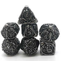 Lot de 7 dés polyédriques creux en métal cuivre doré antique Nian ND-HD00475, personnalisables avec logo et couleur