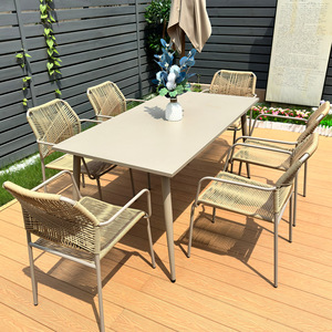 Ensemble <span class=keywords><strong>de</strong></span> table et <span class=keywords><strong>de</strong></span> chaises en métal pour l'extérieur, <span class=keywords><strong>salon</strong></span> <span class=keywords><strong>de</strong></span> <span class=keywords><strong>jardin</strong></span>, chaise en rotin, résistant à l'eau et aux UV, meubles en rotin pour la cour - Product Image 1
