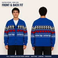 Nanteng Custom B2B 100% Acrylique Décontracté pour le quotidien Épais Motif Cœur Jacquard Col en V Cardigan en maille pour homme