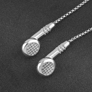 New Arrivals Stainless Steel Headset Design Charm Earphone Pendant Necklace Earplug Gold Steel Color - Product Image 3