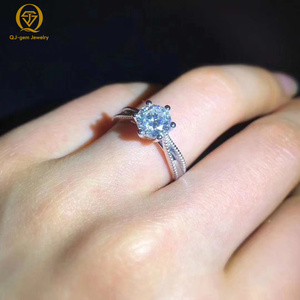 Anillo de Diamantes Cultivados en Laboratorio de Oro Blanco de 10k para Mujer, Corte Brillante Redondo, Diamante VVS, Anillo de Compromiso Clásico - Product Image 5