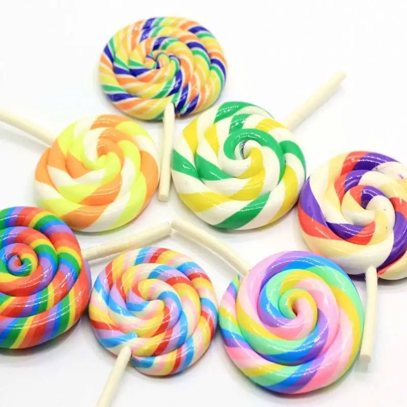 Nieuwigheid Big Size Kleurrijke Lollipop Polymer Clay Candy 3D Cabochons Voor Diy Party Kids Gift Handcrafts Maken Scrapbooking Diy