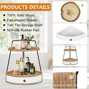 Cross-border wooden countertop iron and wood combination storage <b>rack</b> bathroom desktop storage <b>rack</b> toiletries storage shelf - Product Image 2