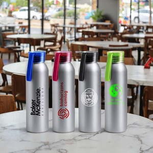 600ML Aluminum Sport <strong>Water</strong> <strong>Bottle</strong> BPA Free Eco-Friendly Camping Silicone Carrying <strong>Strap</strong> - Product Image 2