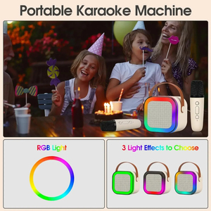 A0401 K12 Karaoke Machine Portable PA Speaker System with 1-2 <b>Wireless</b> <b>Microphones</b> Home Family Singing Children's Gifts - Product Image 4