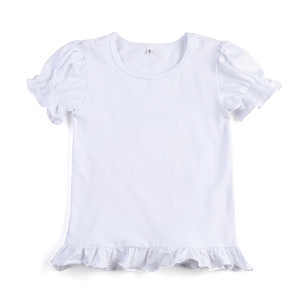 T-shirts unis 100% polyester, vêtements imprimés, t-shirt à sublimation, été, manches bouffantes personnalisées, t-shirts pour filles - Product Image 1