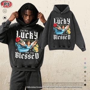 Sudadera con capucha de algodón estilo americano, estilo callejero, lavada, <span class=keywords><strong>vintage</strong></span>, holgada, de marca, con estampado de pintura al óleo de ángeles, para invierno. - Product Image 1