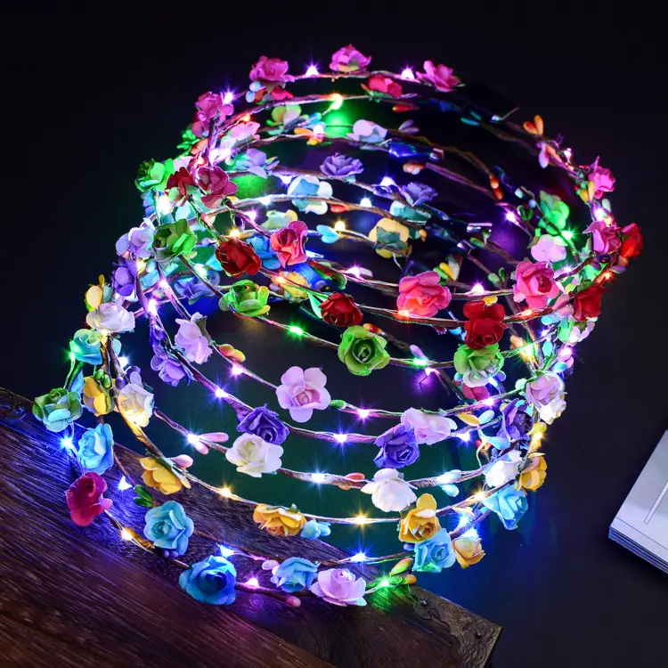 Accessori per capelli colorati per feste doccia nuziale regalo per damigella d'onore Neon LED fascia per fiori per eventi di festa di nozze