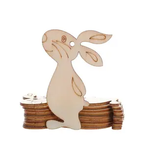 Diy Zubehör Hänge Teile Holz scheiben Kaninchen Hase Eier für Home Decoration Ostern Promotion Geschenk