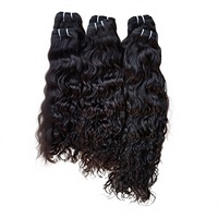 Tissage de cheveux humains naturels bruts Remy indiens 9A, noir, 20-24 pouces, bouclés Jerry, ondulations profondes, trame simple, tissage à la machine