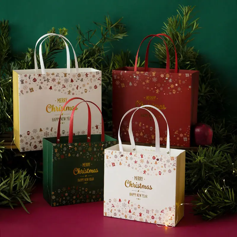 रेट्रो क्रिसमस उपहार बॉक्स सेट तह उपहार टोटे बैग इन शैली स्कार्फ बैग