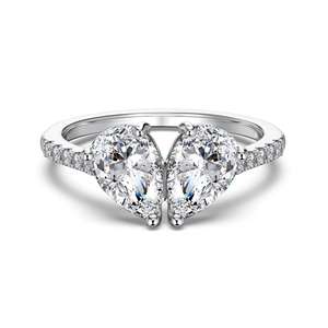 Dylam Em Estoque Women <span class=keywords><strong>Promise</strong></span> 925 Sterling Silver Noivado Casamento Cz Cubic Zircon Dois Anel De Pedra - Product Image 1