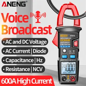 Aneng AT619 Medidores de braçadeira para transmissão de voz, multímetro de corrente CA, amperímetro de tensão, testador de amplificador de carro, capacitário de Hz, ferramenta NCV Ohm