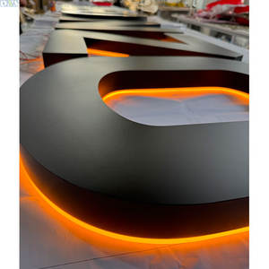Letreros electrónicos acrílicos con logotipo <span class=keywords><strong>3D</strong></span> grande para centro comercial, tienda, hogar, Bar, empresa, decoraciones, naranja, 2500K, luz blanca cálida - Product Image 5