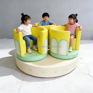 Manège motorisé sensoriel pour enfants, équipement de jeu intérieur/<span class=keywords><strong>extérieur</strong></span> aux couleurs printanières, idéal pour les cafés ludiques, centres commerciaux, fêtes et locations - Product Image 1