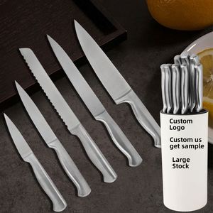 Juego de Cuchillos de Acero Inoxidable Personalizados, 12 Piezas, Cuchillos para Cortar Carne Súper Afilados, Juego de Cuchillos de Cocina con Soporte y Bloque para Cuchillos - Product Image 1