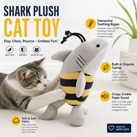 Jouet interactif en peluche couineur en forme de requin rayé, jouet à mâcher durable pour chiens et chats pour soulager l'ennui