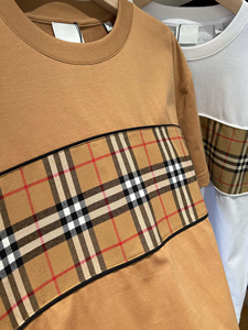 T-shirt da uomo di marca di design, casual, 100% cotone, <span class=keywords><strong>a</strong></span> maniche corte, sportiva, <span class=keywords><strong>a</strong></span> quadri, vintage, hip-hop, alla moda, Bur berry. - Product Image 3