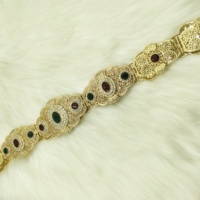 Robe de Mariage Marocaine pour Femme, Caftan, Bijoux Ethniques Algériens avec Chaîne en Métal Plaqué Or Réglable, Cristal, Cadeau de Mariage