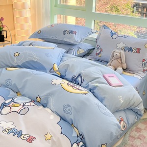 Nuovo Set di Quattro Pezzi in Cotone con Stampa Floreale Cartoon; <span class=keywords><strong>Biancheria</strong></span> da <span class=keywords><strong>Letto</strong></span> con Lenzuolo con Angoli, Lenzuolo Puro Cotone e Copripiumino. - Product Image 4