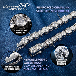 Bracelet Tennis en Argent Sterling 925 de Haute Qualité avec <span class=keywords><strong>Moissanite</strong></span> VVS, Agate Noire et Trèfle à Quatre Feuilles – Élégant Bracelet Jonc sur Commande - Product Image 6