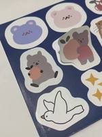 Étiquettes décoratives autocollantes en papier synthétique imperméable et écologique, motif ours de dessin animé mignon, pour ordinateur portable, téléphone, emballage