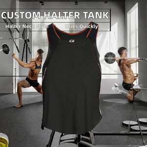 Débardeur court athlétique sans manches pour femme, col halter, respirant, écologique, avec logo personnalisé OEM/ODM sur le devant - Product Image 2