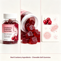 Complément alimentaire probiotique pour femmes, gommes à mâcher douces à l'extrait de canneberge pour la santé féminine, saveur framboise et grenade