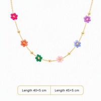 Kalung Resin Bunga Buatan Tangan Siap Kirim Grosir, Lapis Emas 18K, Baja Anti Karat, Perhiasan Fashion Wanita, Desain Trendi Terbaru