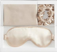 Ensemble cadeau de luxe en soie tissée 100 % : taies d'oreiller et masques de sommeil avec chouchous pour cheveux – Idéal pour la maison et l'hôtel, anti-poches