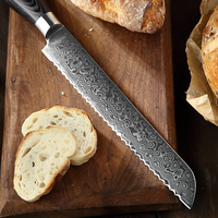 Couteau à pain de cuisine professionnel en acier damas de haute qualité 8 pouces avec bois de Pakka