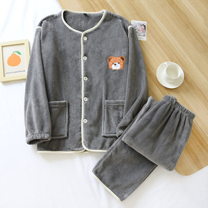 Autunno/inverno corallo <span class=keywords><strong>casa</strong></span> vestito per gli uomini e le donne pigiama per le donne flanella invernale spessa girocollo vestito caldo - Product Image 4