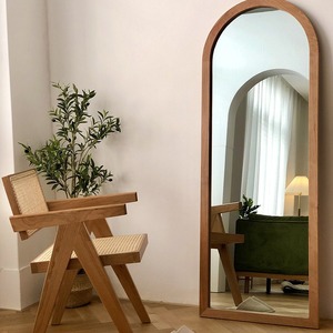 Pháp Văn Học Và Phong Cách Retro Rắn Gỗ Anh Đào Tường Sàn Gắn Gương Hình Dạng Hình Dạng Đầy Đủ Chiều Dài Mặc Quần Áo Gương - Product Image 4