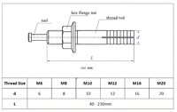 Ancrage à expansion en acier inoxydable 304 pour béton, avec goupille de verrouillage encastrée, pour fixation au plafond, type marteau ou à percussion