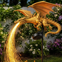 Lampe solaire d'extérieur en résine, motif dragon gothique noir, avec fibres optiques, pour allée et pelouse, idéale pour jardin et patio